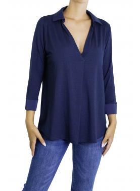Maglia con dettagli in raso e colletto con scollo a V